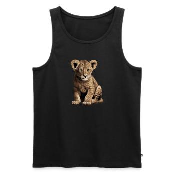 Bébé Lion Wildcat - Débardeur bio Premium Homme - noir - Devant - Michal (187cm)