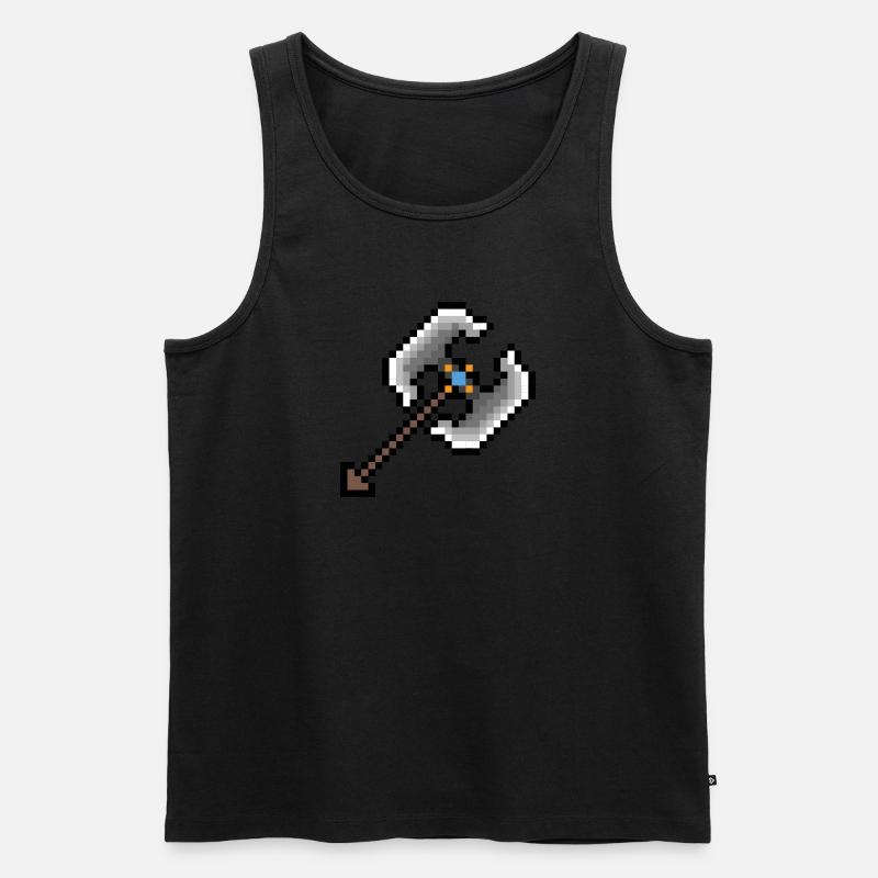 Axt Pixel Art - Männer Premium Bio Tank Top - Schwarz