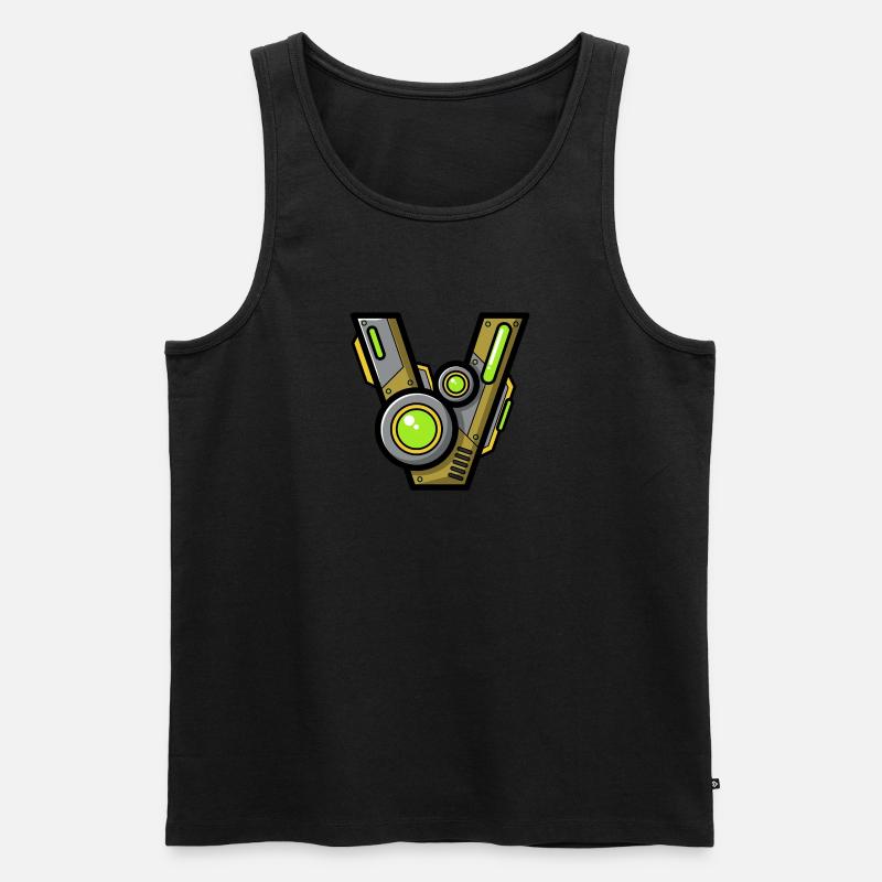 Lettre V Nom Robot Technique Nerd - Débardeur bio Premium Homme - noir