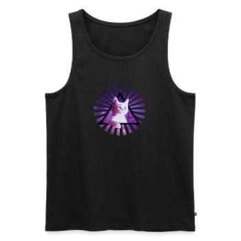 Coole Katze Weltraum Space Cat Geschenk - Männer Premium Bio Tank Top - Schwarz - Vorne - AI Model Male 178 light (178cm)
