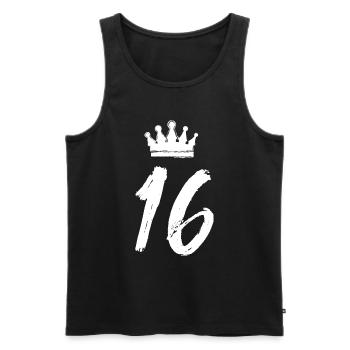 16 Zahl Krone - Männer Premium Bio Tank Top - Schwarz - Vorne - Michal (187cm)