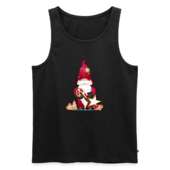gnome sucré magique avec des biscuits de Noël - Débardeur bio Premium Homme - noir - Devant - Michal (187cm)