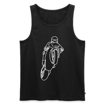 Wheelie extreme avec moto de course - lumineux - Débardeur bio Premium Homme - noir - Devant - AI Model Male 178 light (178cm)