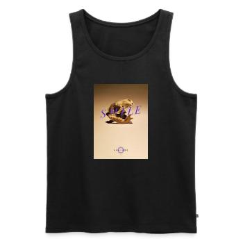 SkelettSmile mit lila Schrift - Männer Premium Bio Tank Top - Schwarz - Vorne - Michal (187cm)