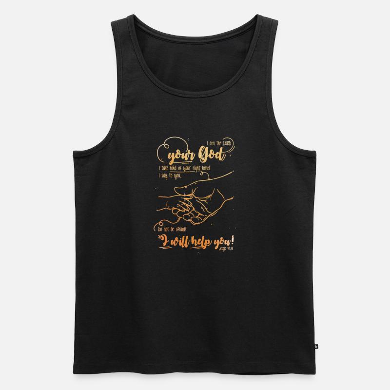 Jesaja Bibelvers Ich helfe dir - Männer Premium Bio Tank Top - Schwarz