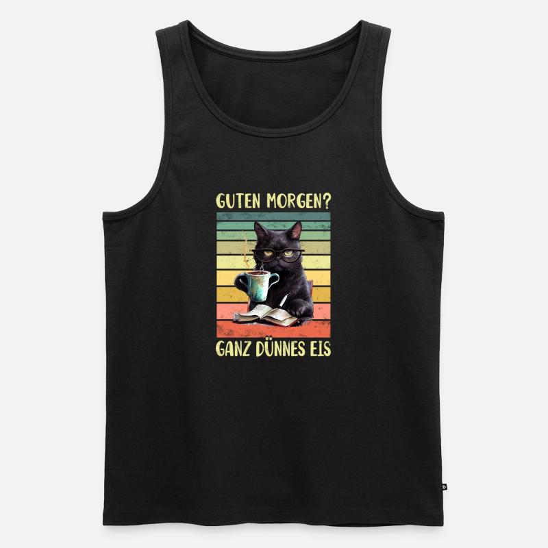 Schwarze Katze Morgenmuffel - Männer Premium Bio Tank Top - Schwarz