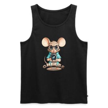 Souris avec caméra - Débardeur bio Premium Homme - noir - Devant - Michal (187cm)