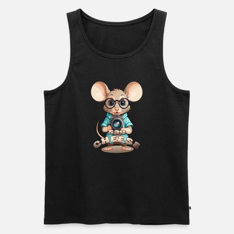 Maus mit Kamera - Männer Premium Bio Tank Top - Schwarz