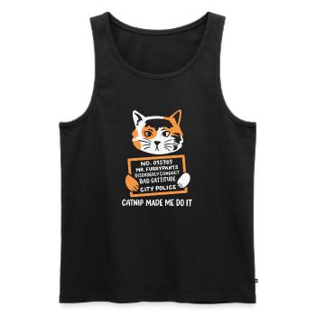 Lustiges Fahndungsfoto Katze - Männer Premium Bio Tank Top - Schwarz - Vorne - Michal (187cm)