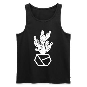 Weißer Kaktus - Männer Premium Bio Tank Top - Schwarz - Vorne - Michal (187cm)