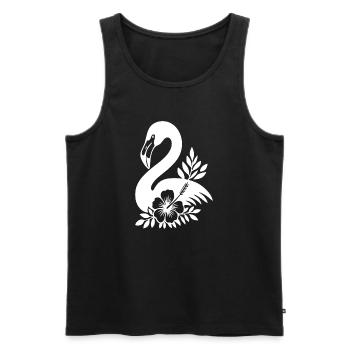 Élégant cygne et motif floral monochrome - Débardeur bio Premium Homme - noir - Devant - AI Model Male 178 light (178cm)