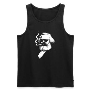 Karl Marx audacieux avec une illustration de cigarette - Débardeur bio Premium Homme - noir - Devant - Michal (187cm)