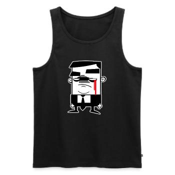 Hombre Grises: Anonym, Freiheit & Protest - Männer Premium Bio Tank Top - Schwarz - Vorne - AI Model Male 178 light (178cm)