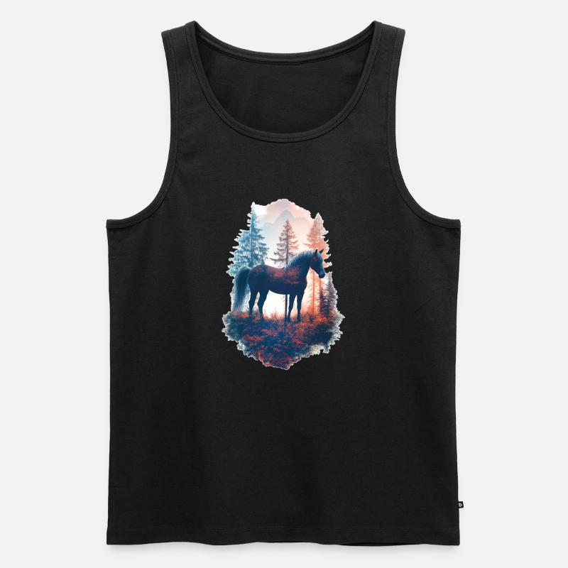 Pferd - Männer Premium Bio Tank Top - Schwarz