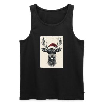 Reindeer Deer Antlers Reindeer Vintage Christmas - Men's Premium Organic Tank Top - black - Front - Michal (187cm)