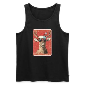 Reindeer Deer Antlers Reindeer Vintage Christmas - Men's Premium Organic Tank Top - black - Front - Michal (187cm)