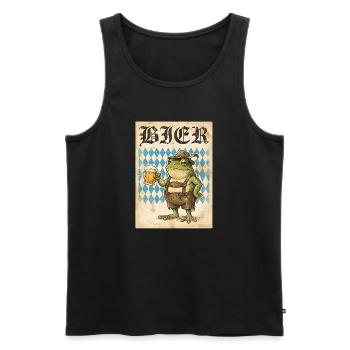 Bier Frosch In Lederhose Spaß - Männer Premium Bio Tank Top - Schwarz - Vorne - AI Model Male 178 light (178cm)