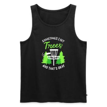 Sometimes I Hit Trees Disc Golf Basket Art - Männer Premium Bio Tank Top - Schwarz - Vorne - Michal (187cm)