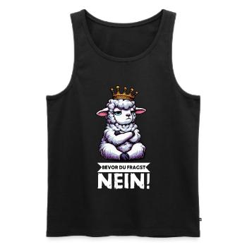 Before you ask: sheep, sheep, shepherd, sheep farmer - Men's Premium Organic Tank Top - black - Front - AI Model Male 178 light (178cm)