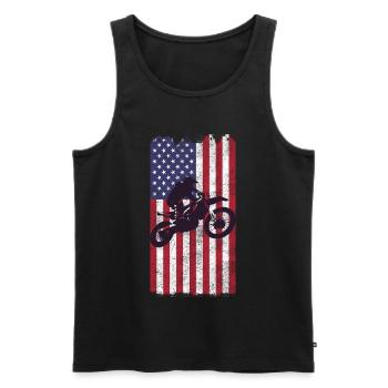 Drapeau américain du vélo de cross, - Débardeur bio Premium Homme - noir - Devant - AI Model Male 178 light (178cm)