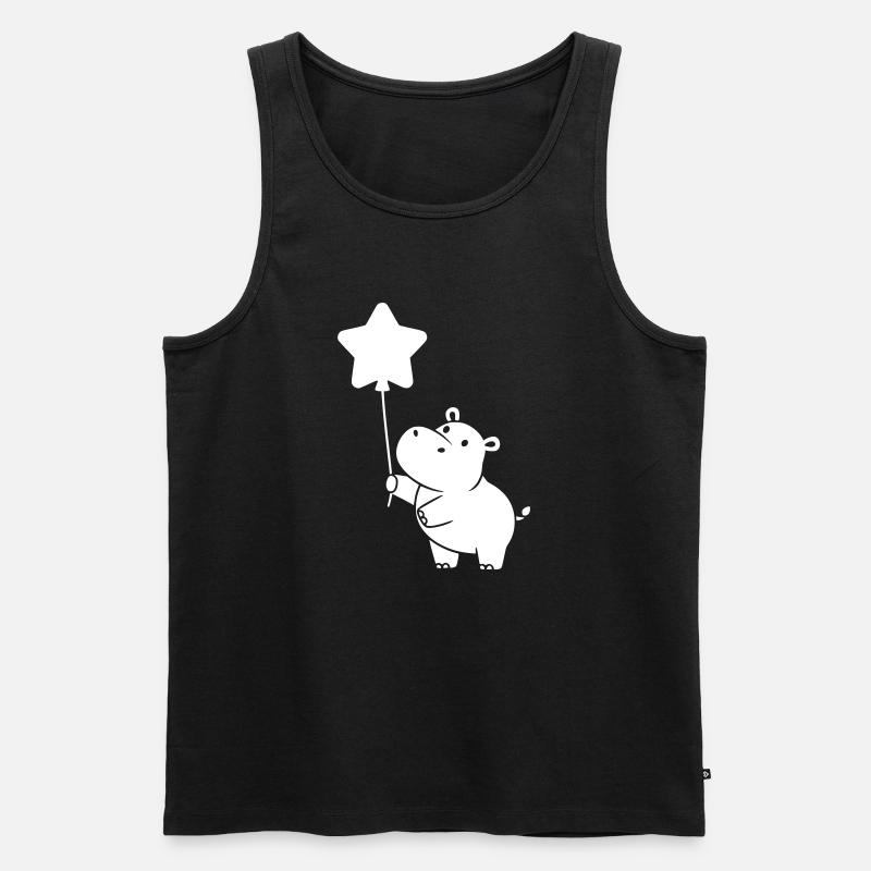 Nilpferd Stern Ballon Silhouette - Männer Premium Bio Tank Top - Schwarz