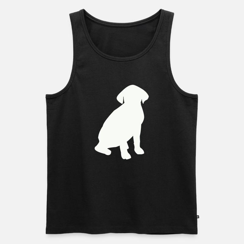 Sitzender Hund Silhouette - Männer Premium Bio Tank Top - Schwarz