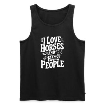 J’adore les chevaux et je déteste les gens - Débardeur bio Premium Homme - noir - Devant - Michal (187cm)
