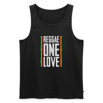 Reggae One Love Lettering - Débardeur bio Premium Homme - noir - Devant - Michal (187cm)