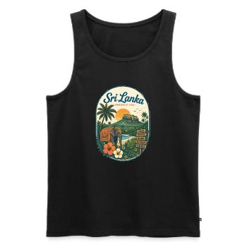 Affiche de voyage au Sri Lanka : Elephant Beach - Débardeur bio Premium Homme - noir - Devant - Michal (187cm)