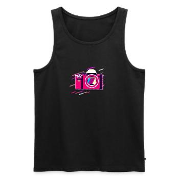 Fond Corps Années 80 Rétro Violet - Débardeur bio Premium Homme - noir - Devant - AI Model Male 178 light (178cm)