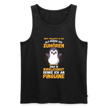 Pinguin - Männer Premium Bio Tank Top - Schwarz - Vorne - Michal (187cm)