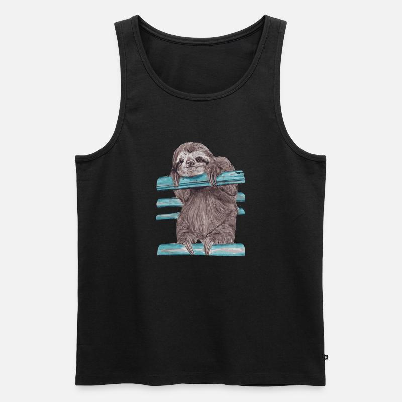 Hey mr sloth - Männer Premium Bio Tank Top - Schwarz