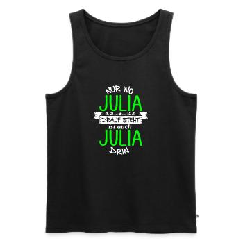 JULIA die Echte - Männer Premium Bio Tank Top - Schwarz - Vorne - Michal (187cm)