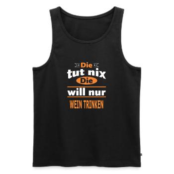 WEIN TRINKEN - Männer Premium Bio Tank Top - Schwarz - Vorne - Michal (187cm)