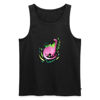 Rosa Langhals Dinosaurier für Mädchen Geschenk - Männer Premium Bio Tank Top - Schwarz - Vorne - Michal (187cm)