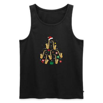 Saxophon Weihnachtsbaum Ornament - Männer Premium Bio Tank Top - Schwarz - Vorne - AI Model Male 178 light (178cm)