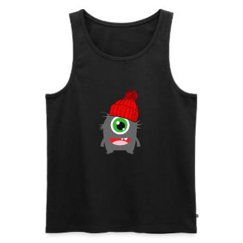 Monster Einäugi Winter rot - Männer Premium Bio Tank Top - Schwarz - Vorne - AI Model Male 178 light (178cm)
