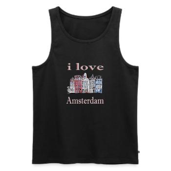 I Love Amsterdam Ich liebe Amsterdam - Men's Premium Organic Tank Top - black - Front - Michal (187cm)