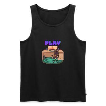 Gaming PC Schreibtisch - Männer Premium Bio Tank Top - Schwarz - Vorne - AI Model Male 178 light (178cm)
