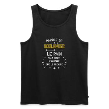 boulanger le pain vaut mieux l acheter - Débardeur bio Premium Homme - noir - Devant - Michal (187cm)