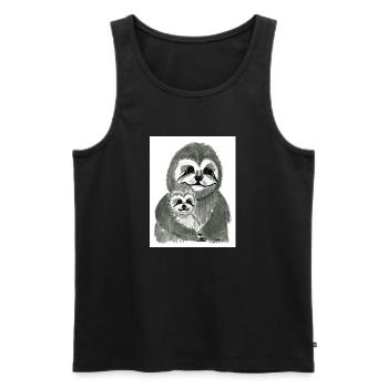 Sloth mom with sloth child - Men's Premium Organic Tank Top - black - Front - AI Model Male 178 light (178cm)