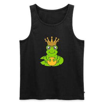 Le roi grenouille enchanté est assis nénuphar - Débardeur bio Premium Homme - noir - Devant - AI Model Male 178 light (178cm)