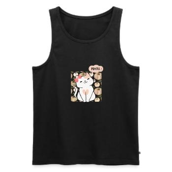 Petite chat mignon - miaou - Débardeur bio Premium Homme - noir - Devant - AI Model Male 178 light (178cm)