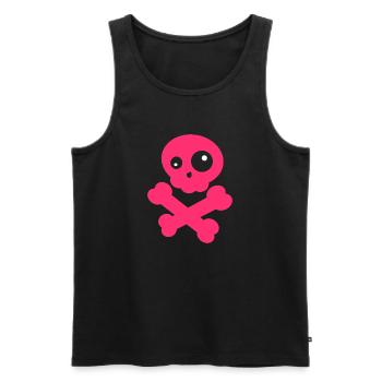Pink skull with bone - Men's Premium Organic Tank Top - black - Front - AI Model Male 178 light (178cm)