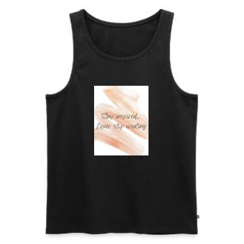 Stay inspired. Never stop creating. - Männer Premium Bio Tank Top - Schwarz - Vorne - Michal (187cm)