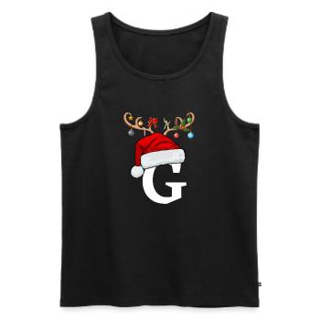 Lettre G bonnet de Noël - Débardeur bio Premium Homme - noir - Devant - Michal (187cm)