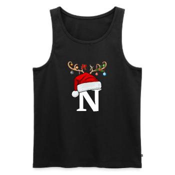 Lettre N bonnet de Noël - Débardeur bio Premium Homme - noir - Devant - Michal (187cm)
