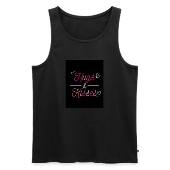 UMARMUNGEN UND KÜSSE - Männer Premium Bio Tank Top - Schwarz - Vorne - AI Model Male 178 light (178cm)