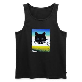 Chat - Débardeur bio Premium Homme - noir - Devant - Michal (187cm)