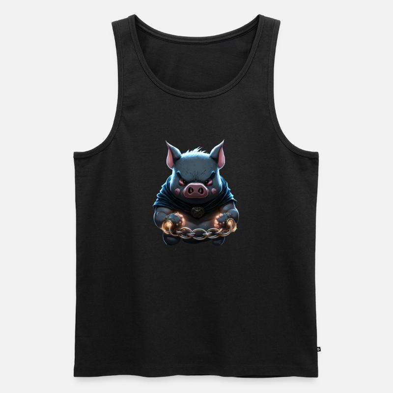 angekettetes Schwein - Männer Premium Bio Tank Top - Schwarz
